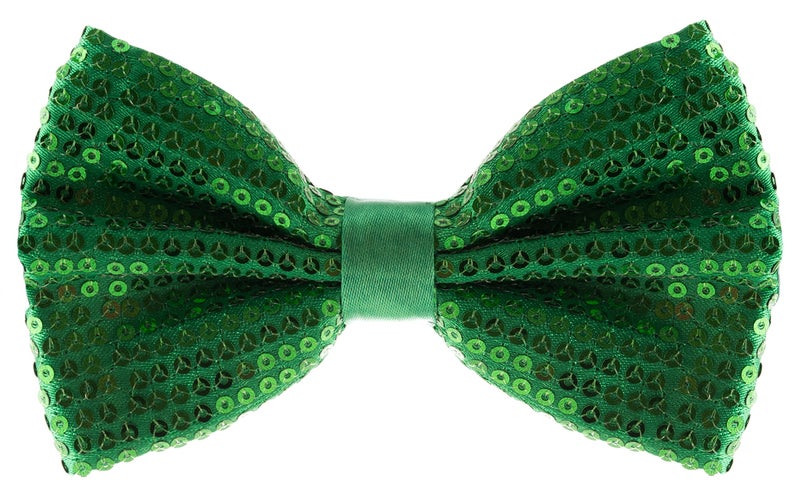 Man of Men Sequin Bow Ties for Men - Pre-tied Adjustable Length Bowtie, Many Colors to Choose From (Green) - Image 1